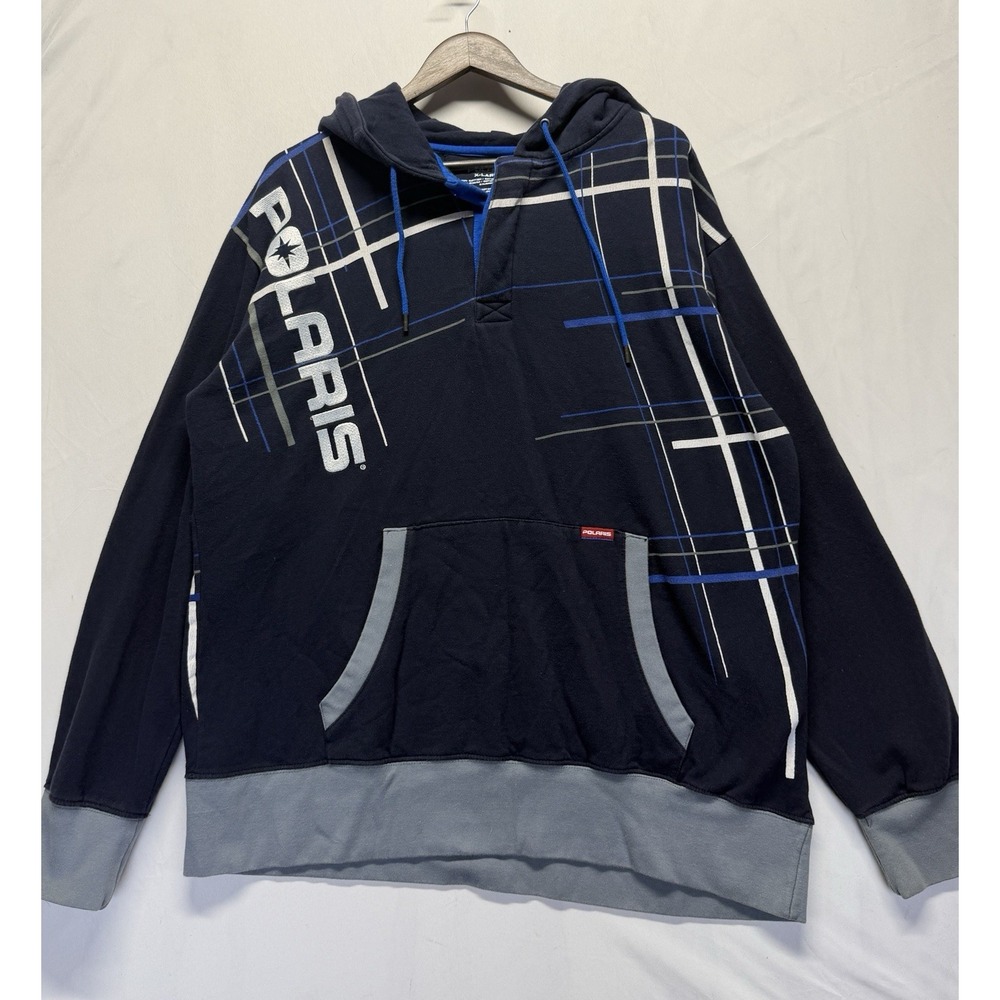 Polaris Hoodie Mens XL Blue Pullover Graphic Hoodie Outdoor Sweatshirt casual